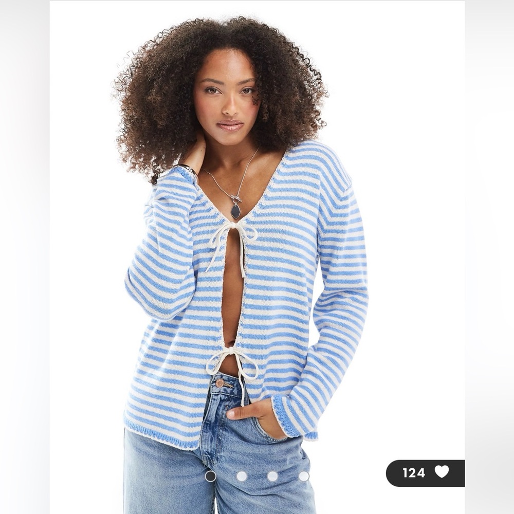 ASOS Blue and White Striped Cardigan